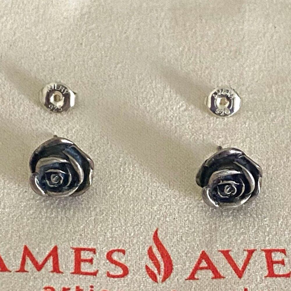 James Avery Retired 3D Rose Blossom Stud Earrings
